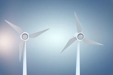 Poster - Composite image of digitally generated image of wind turbines 3d