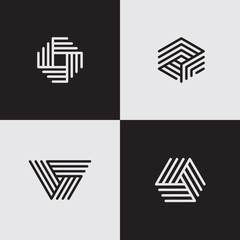 Poster - modern line logos. futuristic geometric shapes. eps10 vector.
