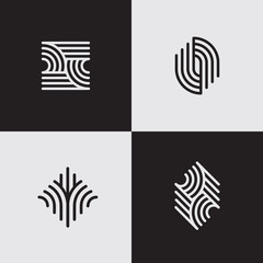 Modern line logos. Futuristic geometric shapes. Eps10 vector.