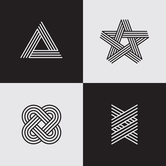 Poster - modern line logos. futuristic geometric shapes. eps10 vector.