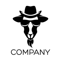 Wall Mural - goat in retro hat logo