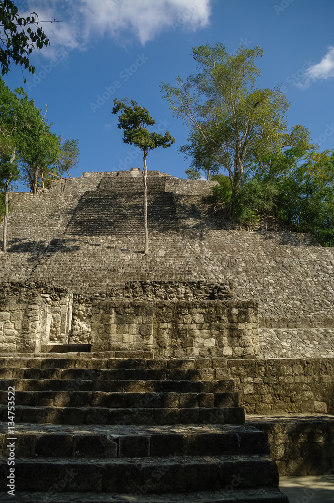 Steps of the pyramid stairs. Structure of 1 in the complex rises over ...