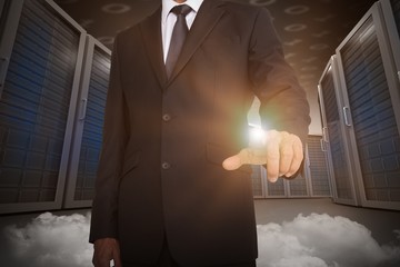 Poster - Composite image of businessman pointing