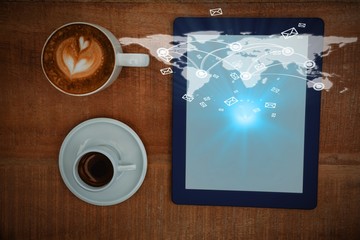 Poster - Composite image of global technology background 3d