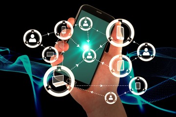 Fototapete - Composite image of hand showing a smartphone screen 