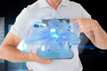 Poster - Composite image of mature student showing tablet pc
