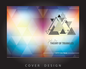 Poster - Brochure cover design with triangles pattern. CMYK colors