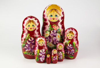 Wall Mural - Russian nesting dolls on a white background.