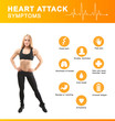 © Africa Studio - Health care concept. List of HEART ATTACK SYMPTOMS and sportive woman on white background