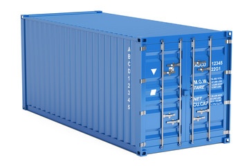 Poster - blue cargo container, 3D rendering