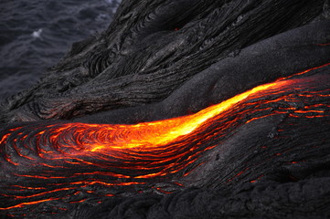 lava ocean entry in the morning