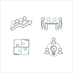 Sticker - Business teamwork outline icons vector.