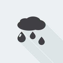 Wall Mural - Black flat Rain icon with long shadow on white background