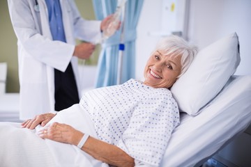 senior patient lying on a bed