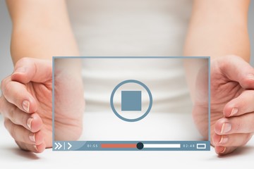Poster - Composite image of hands presenting 3d