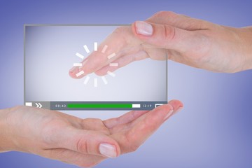 Poster - Composite image of hands showing 3d