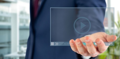 Poster - Composite image of close up view of businessman hand 3d