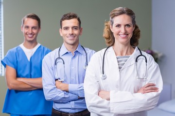 Sticker - Portrait of smiling doctors standing with arms crossed