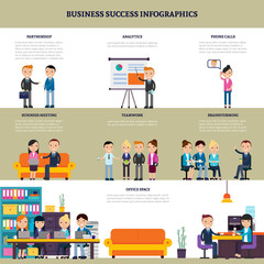  Business Success Flat Infographics