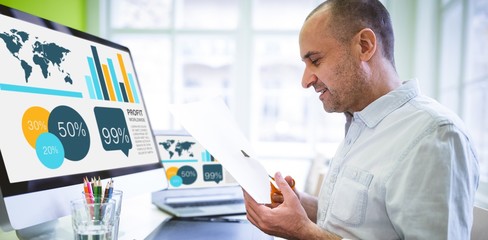 Poster - Composite image of business presentation of charts and map