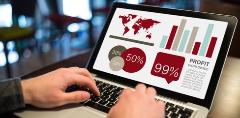 Poster - Composite image of business presentation of graphs and map
