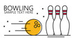 Vector linear style illustration bowling ball and pins.