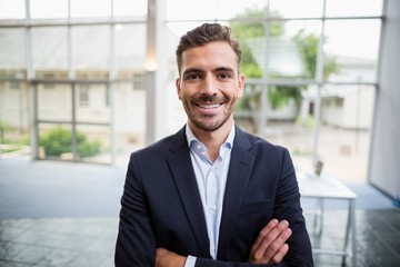 Cheerful businessman at conference center