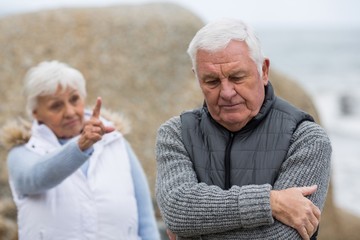 Wall Mural - Senior couple arguing with each other