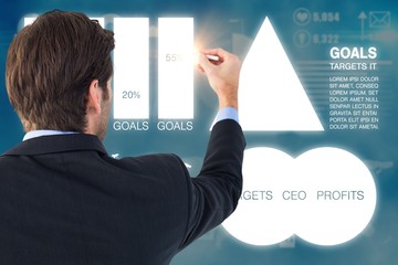 Fototapete - Composite image of rear view of businessman writing with a white