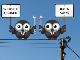 Wall Mural - Comical website maintenance closed back soon message 