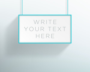 Poster - Vector 3d Blank Blue White Title Banner Hanging Design