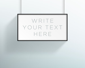 Poster - Vector 3d Blank Black White Title Banner Hanging Design