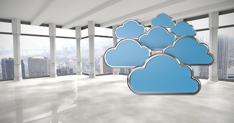 Poster - Composite image of digitally generated image of cloud shapes 3d