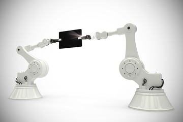 Poster - Composite image of composite image of robots holding digital tab