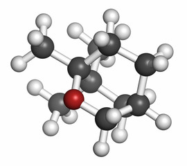 Poster - Eucalyptol eucalyptus oil molecule, 3D rendering. 