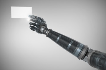 Poster - Composite image of cropped image of digital robotic arm holding 