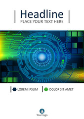 HUD cover design with technology design. Vector.