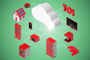 Poster - Composite image of composite image of icons and cloud 3d