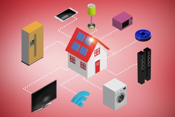 Poster - Composite image of digital composite image of icons 3d