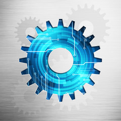 Leinwandbilder - Digital image gear picture concept with circuit microchip