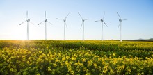 Composite Image Of Digital Composite Image Of Wind Turbines 3d