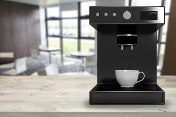 Poster - Composite image of black coffee maker machine 3d