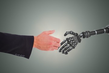 Poster - Composite image of businessman holding something with his hands