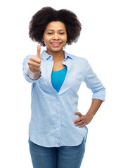 Wall Mural - happy african american woman showing thumbs up