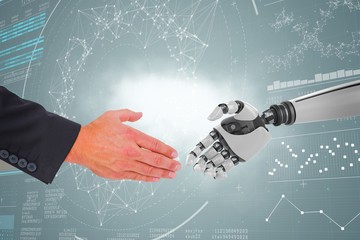 Poster - composite image of businessman holding his hand out