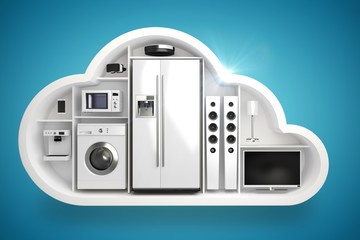 Poster - Composite image of appliance in cloud shape 3d
