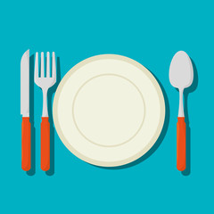 Sticker - dish with cutlery isolated icon vector illustration design