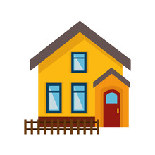 Cute House Exterior Isolated Icon Vector Illustration Design