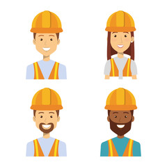 Canvas Print - builders group avatars characters vector illustration design