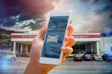 Poster - Composite image of hand holding smartphone